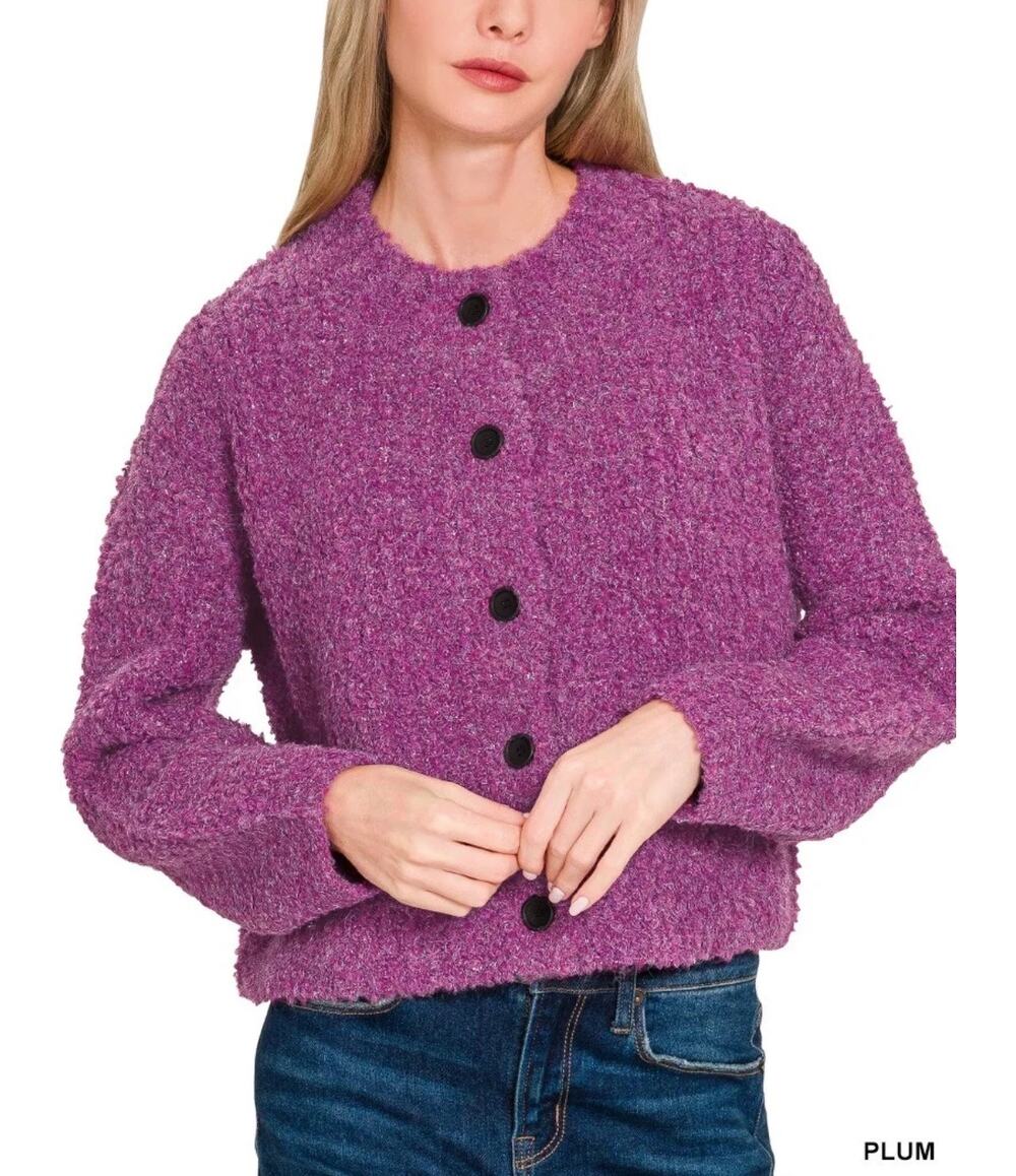 Zenana Button Wool-Down Cardigan | NWOT | Large